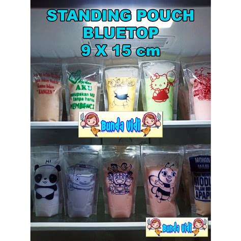 Jual Plastik Standing Pouch Sablon 9x15 Cm Plastik Pouch Blutop