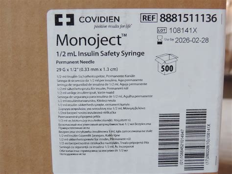 New Covidien Monoject 8881511136 12ml Insulin Safety Syringe