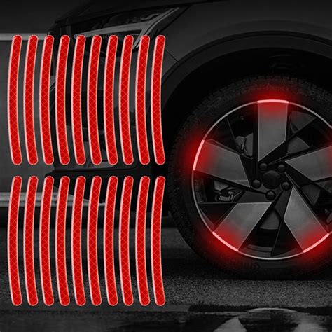 20 Pcs Car Wheel Hub Reflective Sticker Tire Rim Reflective Strips