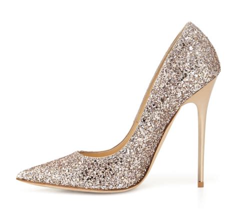 Jimmy Choo Abel Glitter Pointed Toe Pump Nude Shoes Post