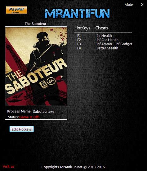 The Saboteur: Trainer +5 V12.04.2016 {MrAntiFun} download free - VGTrainers.com