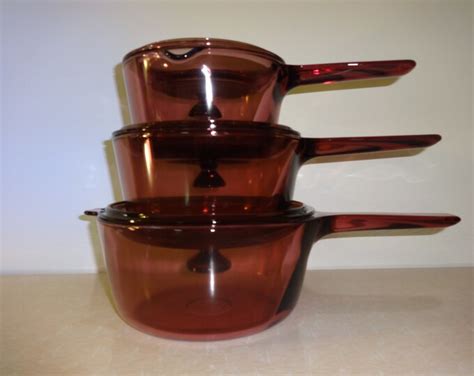 Visions Cranberry Saucepans Piece Set Pyrex Corningware Etsy