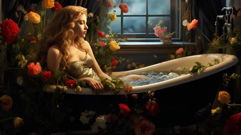 Premium AI Image | Bathtub in the room with flowers Floral bathtub ...