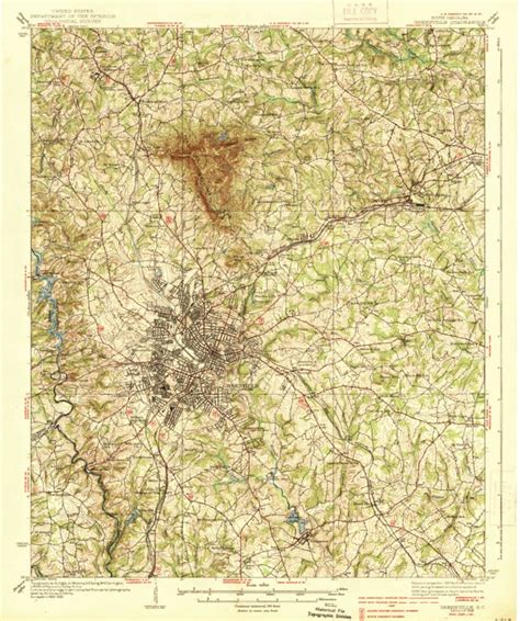 Greenville, SC (1938, 62500-Scale) Map by United States Geological ...