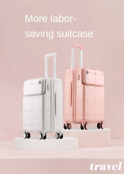 Новый красивый чемодан с передней крышкой, многофункциональная тележка ...