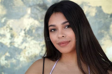 Beautiful Black Hair Girl Mexican Latina Portrait Stock Photo Image Of Beach Shore