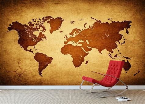 old map of the world Wall Mural Wallpaper | Canvas Art Rocks