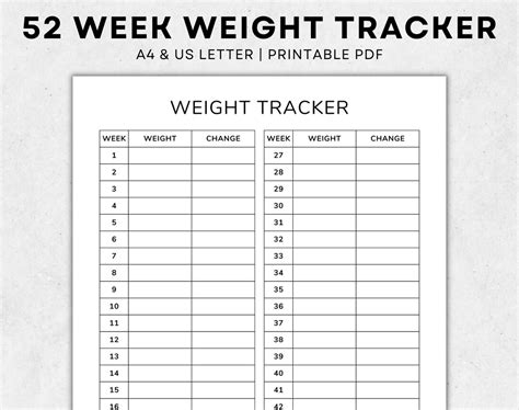 Weight Tracker Printable Weight Loss Planner Weight Goal Tracker Weight Loss Journal Weight