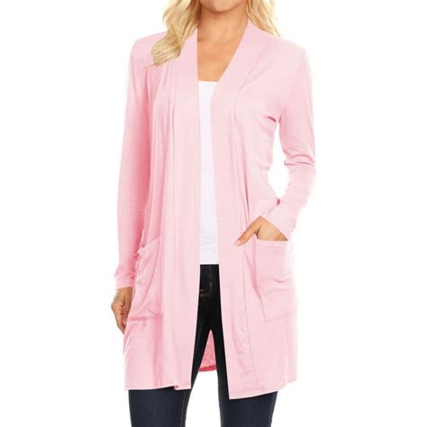 Womens Casual Long Sleeves Side Pockets Solid Cardigan