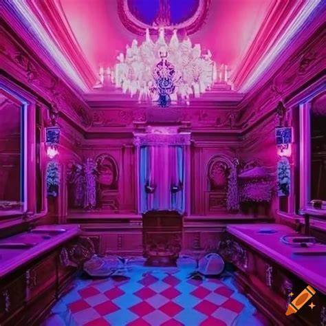 Vibrant Vaporwave Bathroom In An Opulent Victorian Estate On Craiyon