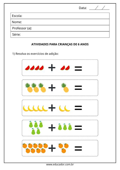 Pergunta Para Criança De 6 Anos - Atividades para crianças de 6 anos para imprimir - Educador