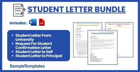 sample student letter templates  word