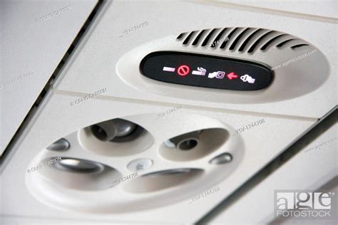 Canadair Regional Jet CRJ interior above seats, Stock Photo, Picture ...