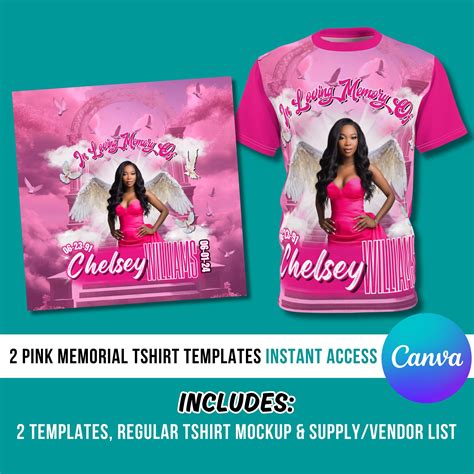 Pink Memorial Tshirt Design Editable In Canva Memorial T Shirt Design In Loving Memory Tshirt