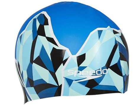 Speedo Slogan Print Ice Silikon Badekappe Ice Blue