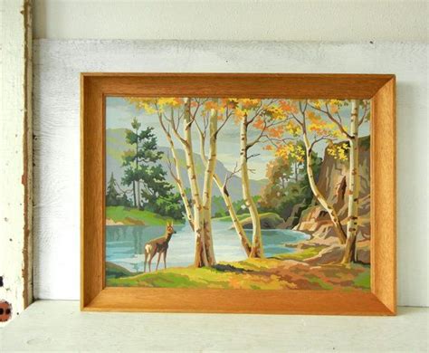 Vintage Paint By Number Deer Autumn Wood River Pbn Etsy Vintage