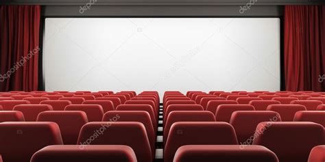 Cinema Screen With Red Seats And Open Curtain D Stock Photo By