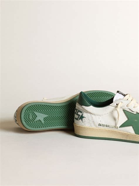 Men's Ball Star in white nappa leather with green leather star and heel