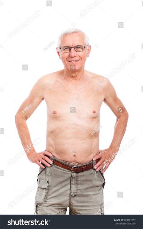 Portrait Naked Senior Man Smiling Isolated Stock Photo Shutterstock