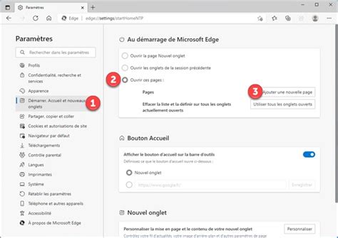 Windows Microsoft Edge Modification De La Page De D Marrage