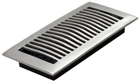 Decor Grates 4" x 10" Aluminum Brushed Nickel Louvered Floor Register ...