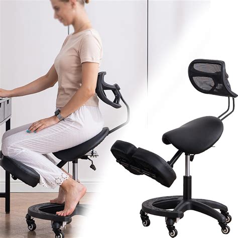 Saddle Chair Saddle Seat Kneeling Chair with Backrest, 360 Degrees ...