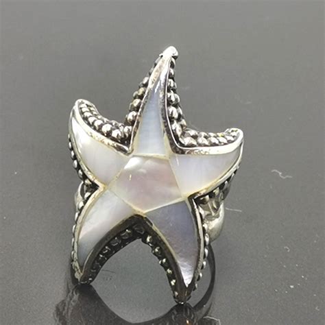 Sterling Silver Starfish Natural Mother Of Pearl Ring Eliz