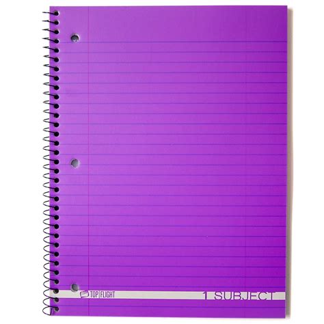 Top Flight Subject Wide Rule Spiral Poly Notebook Purple Shop