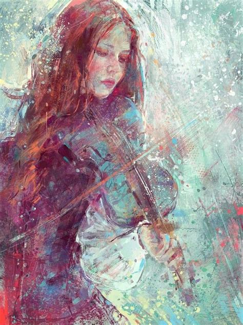 Скрипачка | Cool art, Art painting, Digital painting