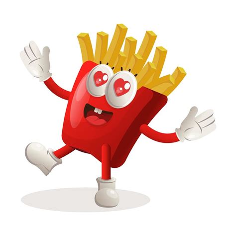 Cute French Fries Mascot Playful And Happy 12067205 Vector Art At Vecteezy