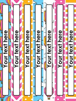 EDITABLE Classroom Labels Set X 1 380 HOT AIR BALLOONS CLASSROOM DECOR