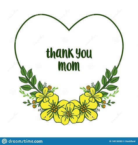 Vector Illustration Style Card Thank You Mom For Various Artwork Yellow