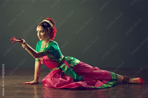 Beautiful indian girl dancer of Indian classical dance Bharatanatyam or ...