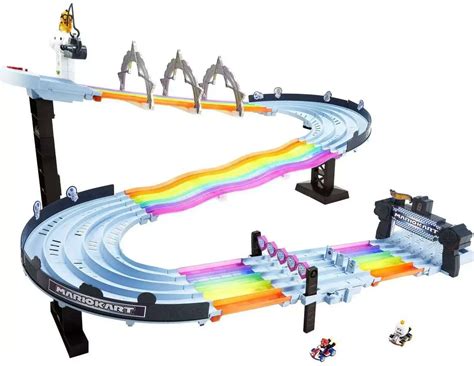 Hot Wheels Mario Kart Rainbow Road Track Set Includes Mario King Boo Mattel Toys Toywiz