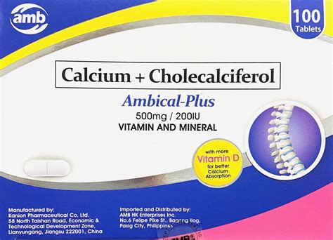 AMBICAL PLUS Calcium Cholecalciferol Vit D3 500mg 200IU Tablet