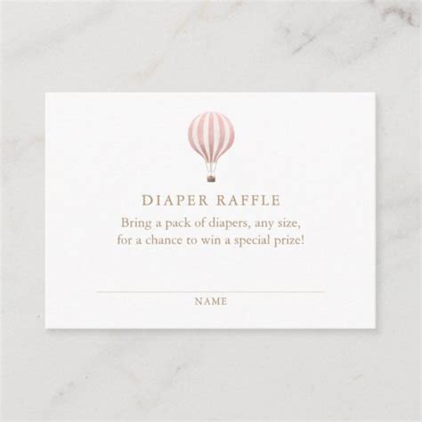 Pink Hot Air Balloon Baby Shower Diaper Raffle Enclosure Card Zazzle