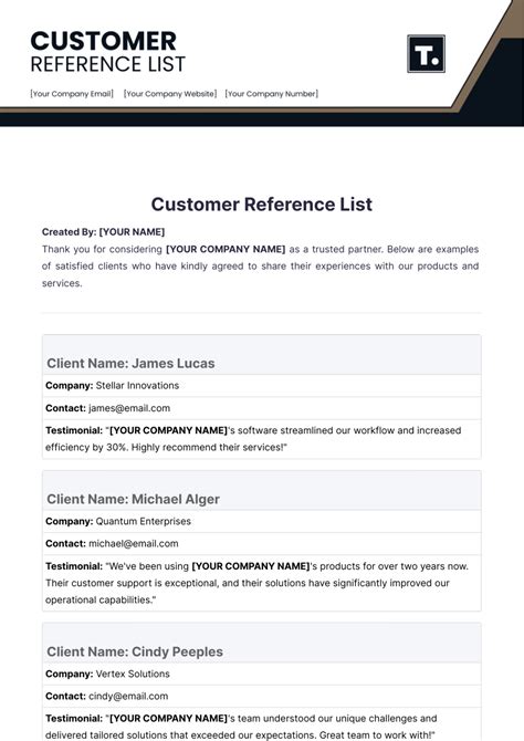 Free Reference List Templates Editable And Printable