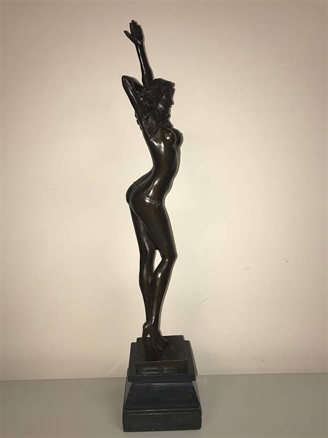 Statue Sexy Hot And Naked Girl Bronze Sculpture Small Thong Amazing Breasts