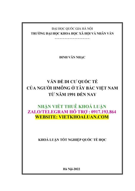 khoa luan tot nghiep van de  cu quoc te cua nguoi hmong  tay bac