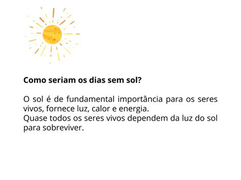 Importância Atividades Sol Fonte De Luz E Calor 2 Ano