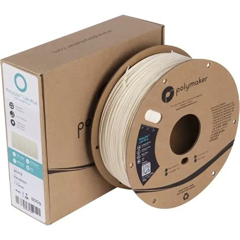 Polymaker PLA PolyLite LW PLA 3D Filament Cardboard Spool Low Density