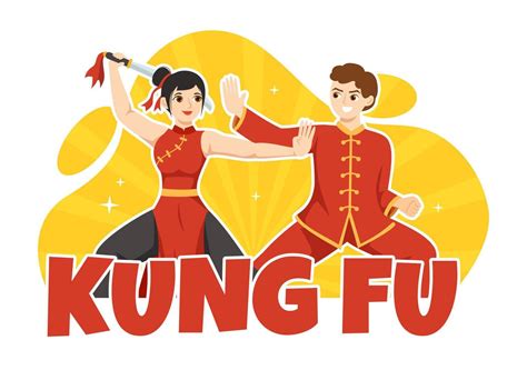 Ilustración De Kung Fu Con Personas Que Muestran Arte Marcial Deportivo