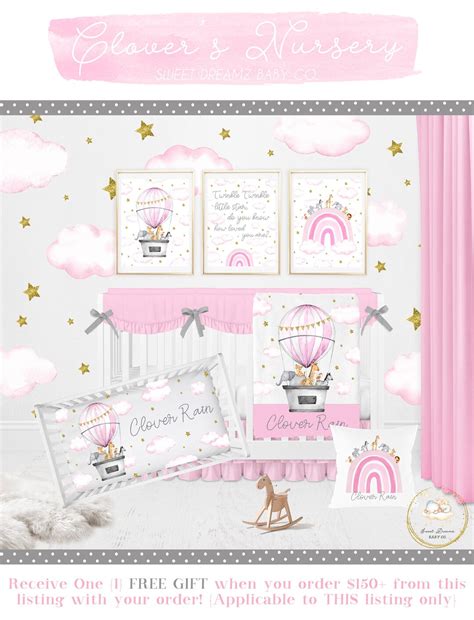 Hot Air Balloon Crib Set Baby Girl Crib Bedding Set Boho Nursery Bedding Set Safari Crib