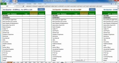 Ace Trucking Income And Expense Excel Spreadsheet Another Name Fore ...