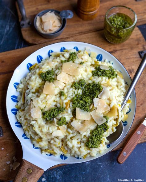 Risotto à La Fondue De Poireaux Et Pesto Au Basilic