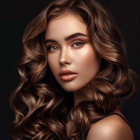 Beautiful Brunette Girl With Perfect Curls Premium Ai Generated Image