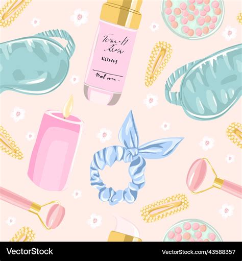 Seamless Pattern With Beauty Products Fashion Vector Image