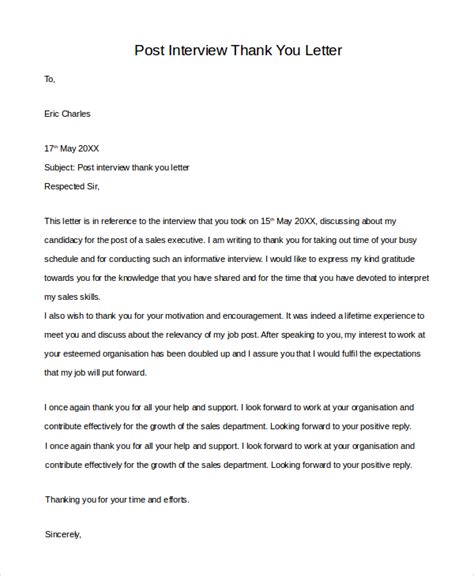 FREE 6+ Sample Thank You Letter After an Interview in PDF | MS Word