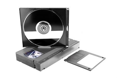 premium photo vhs video cassette floppy disk  cd disk