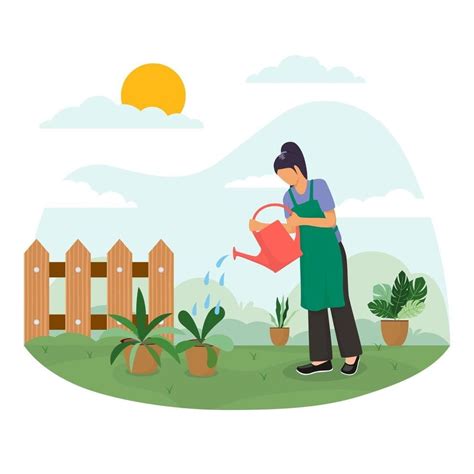 Download Woman Watering Plant Concept For Free Vector Art Concept